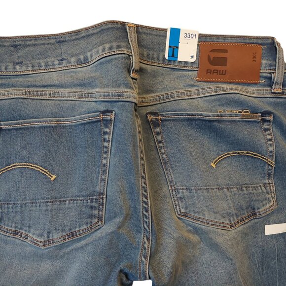 G-Star Raw 3301 Bootcut Medium Aged Denim Blue Jeans 26 NWT - Picture 10 of 12
